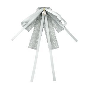 Lace Bow Tie Brooches Pre-Tied Neck Tie Shirt Corsage Ribbon Brooch Grey